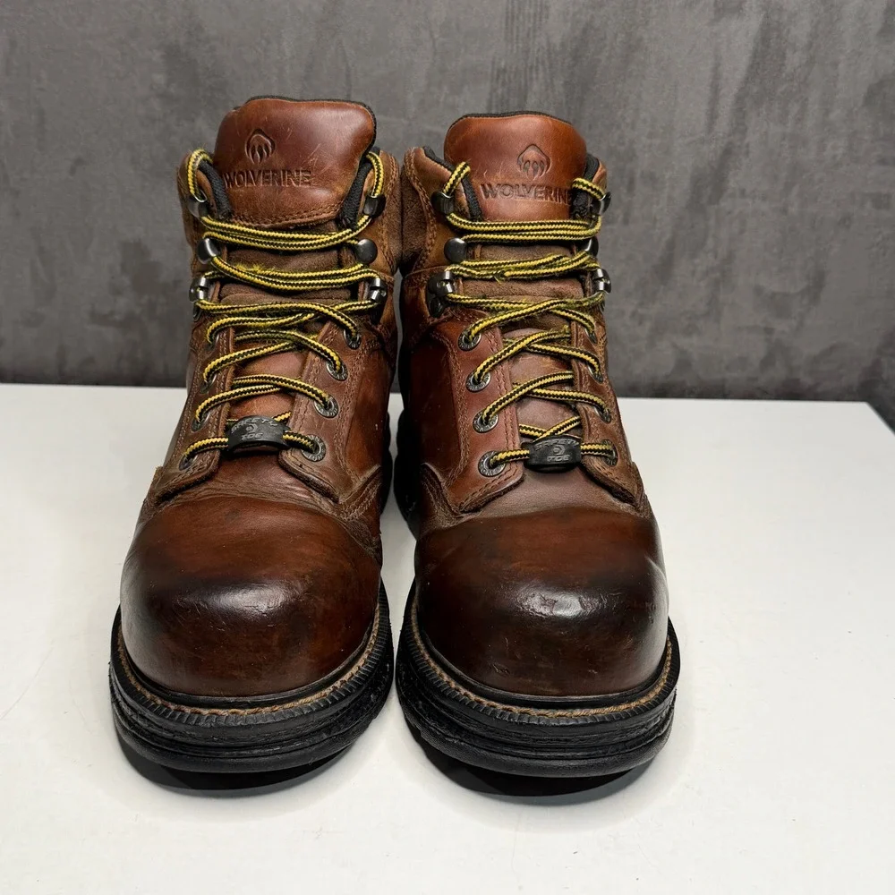 Wolverine‎ Raider Work Boots Mens 9 Brown Leather Waterproof Steel Toe Slip Res